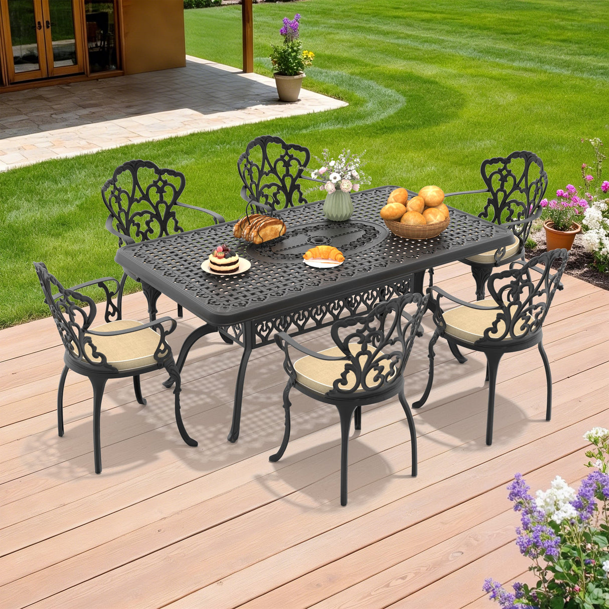 7-Piece Cast Aluminum Patio Furniture Set