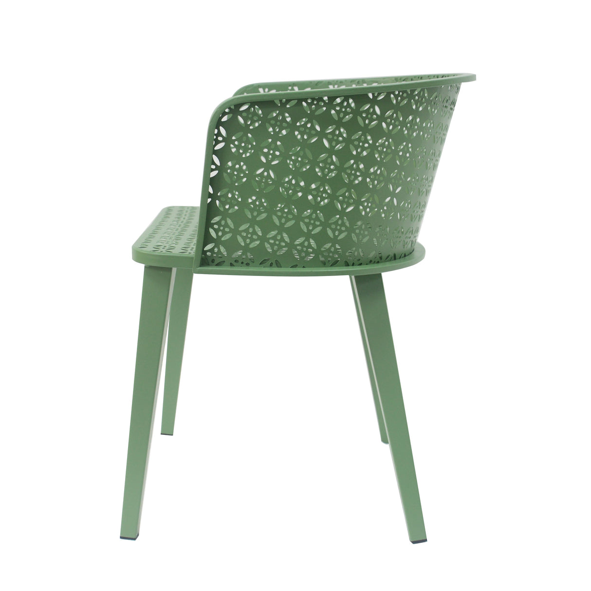 Milan Outdoor Dining Chair Set of 2 in Green Iron with Modern Design