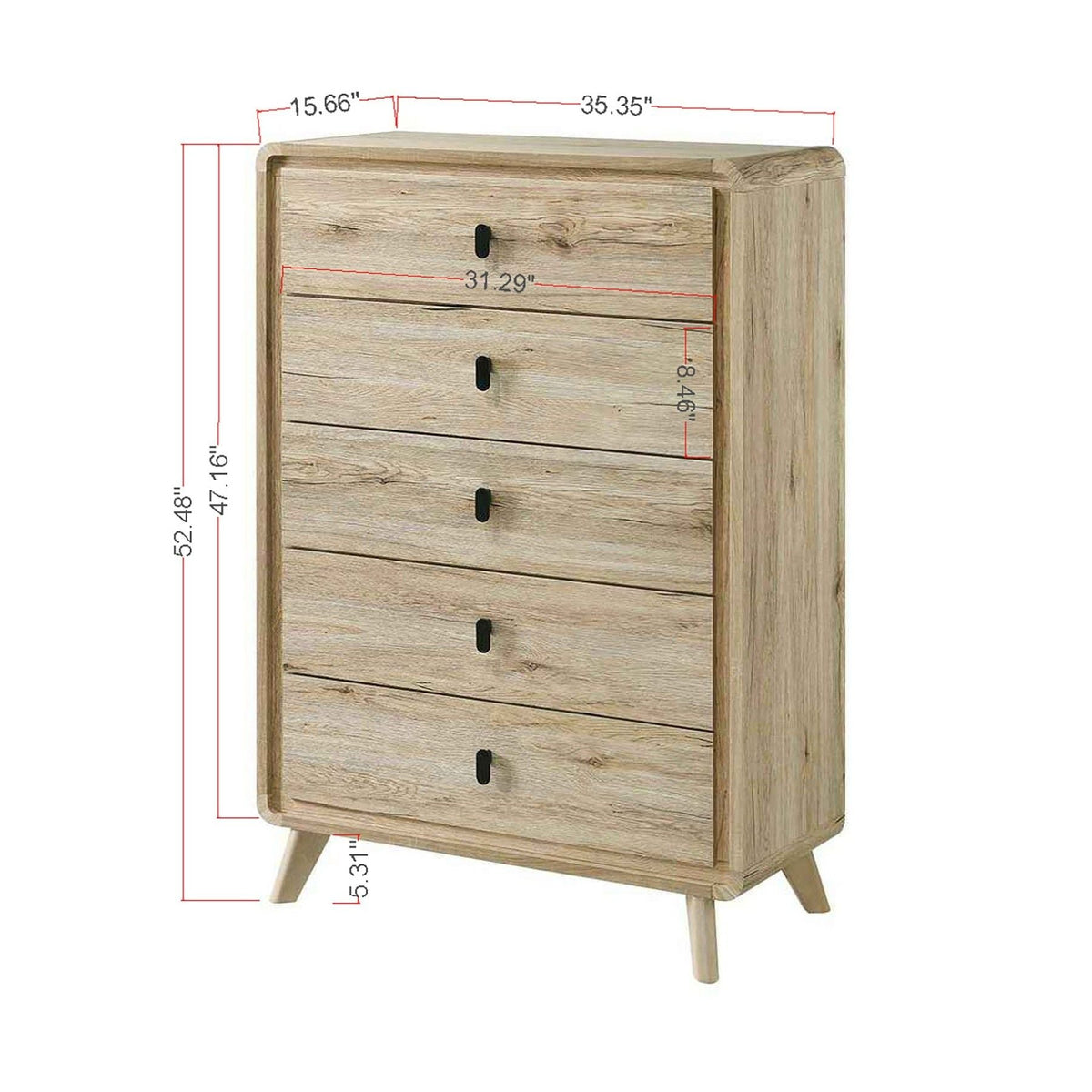Chest With 5 Drawers - Beige