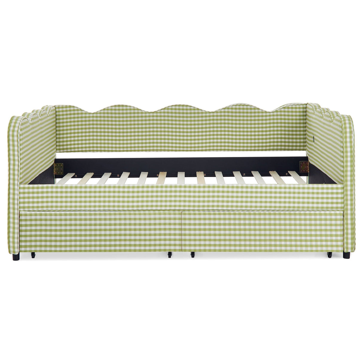 Gingham Daybed With USB Charging Port, Wave-Shaped Design