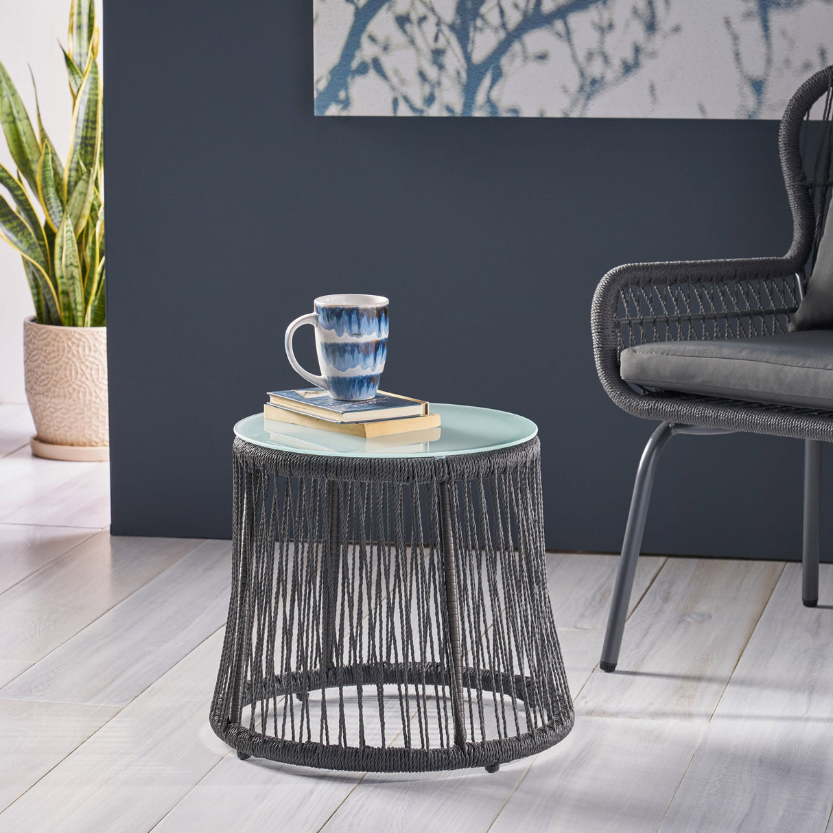 Boho Southport Side Table with Glass Top