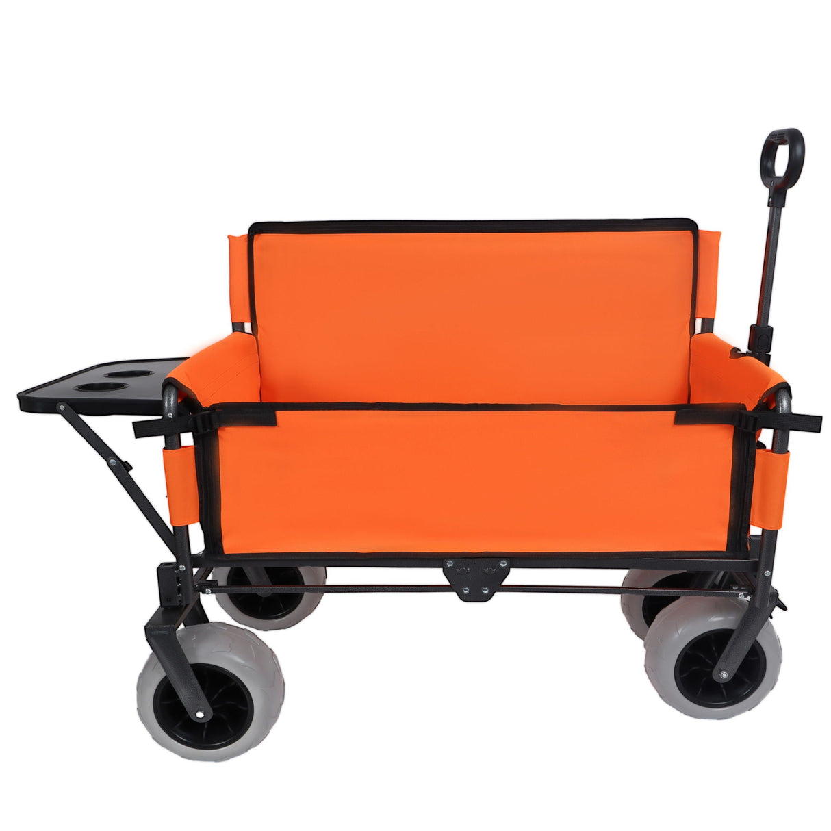 3 in 1 Folding Wagon with Bench Seat and Rear Mounted Tabletop - Orange