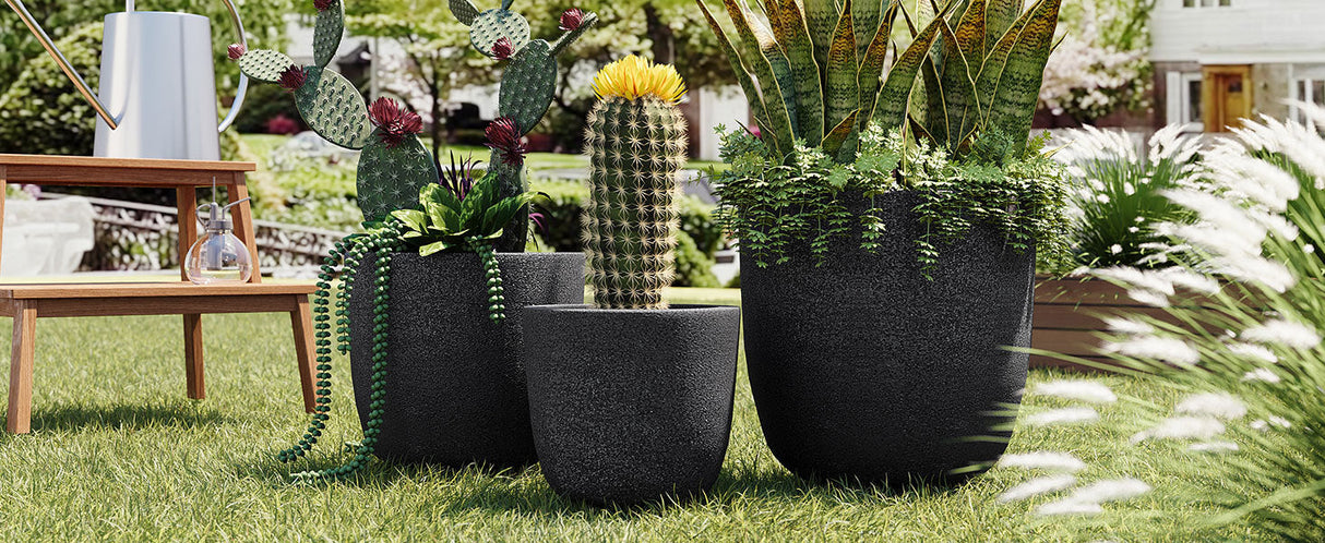 U_Style Lightweight Matte Textured MGO Flower Pot Set of 3