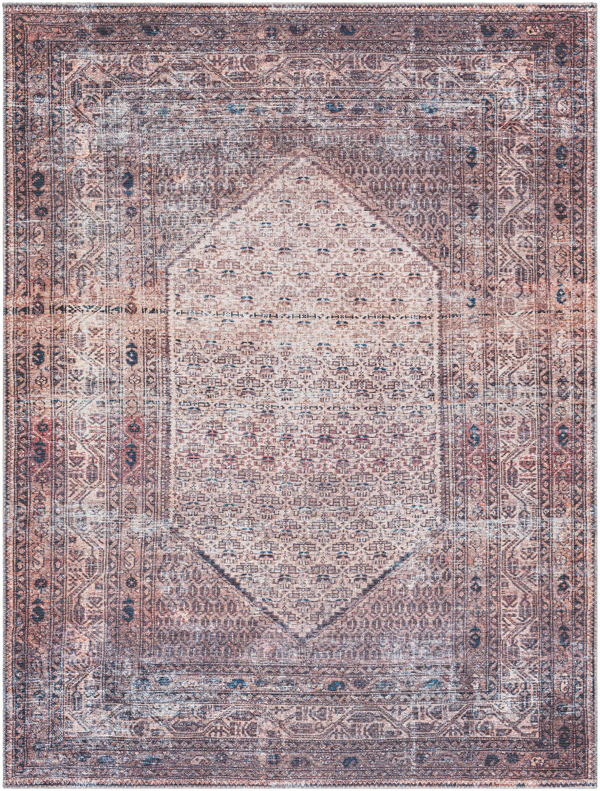Dusty Pink Bagacay Distressed Washable Area Rug - Clearance