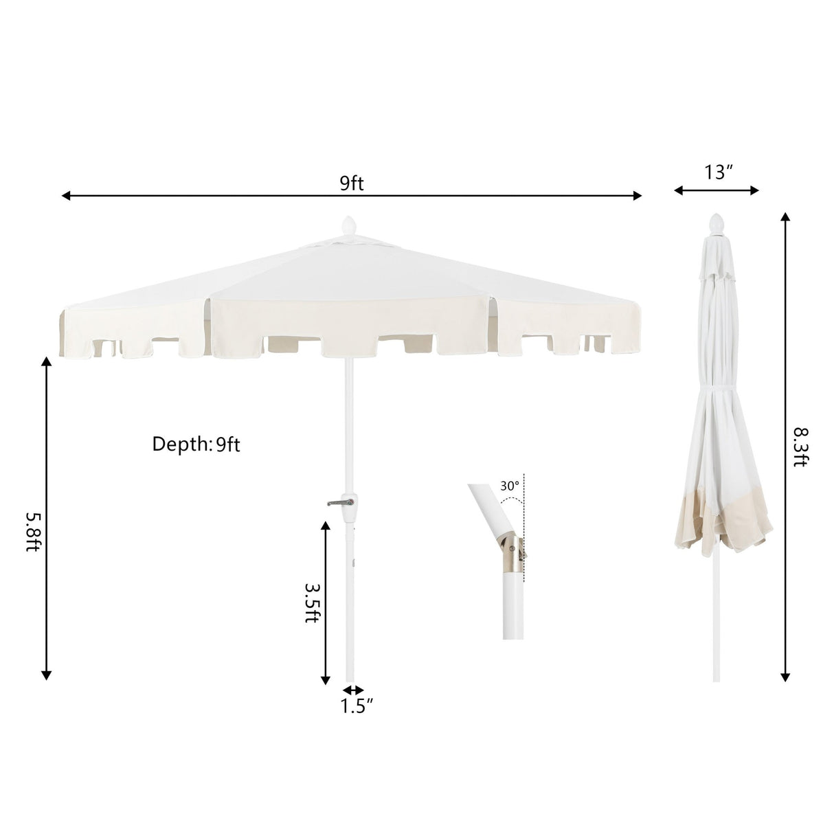 Baiona classic midcentury market patio umbrella with uv protection - Tuesday Morning - Umbrellas & Sunshades