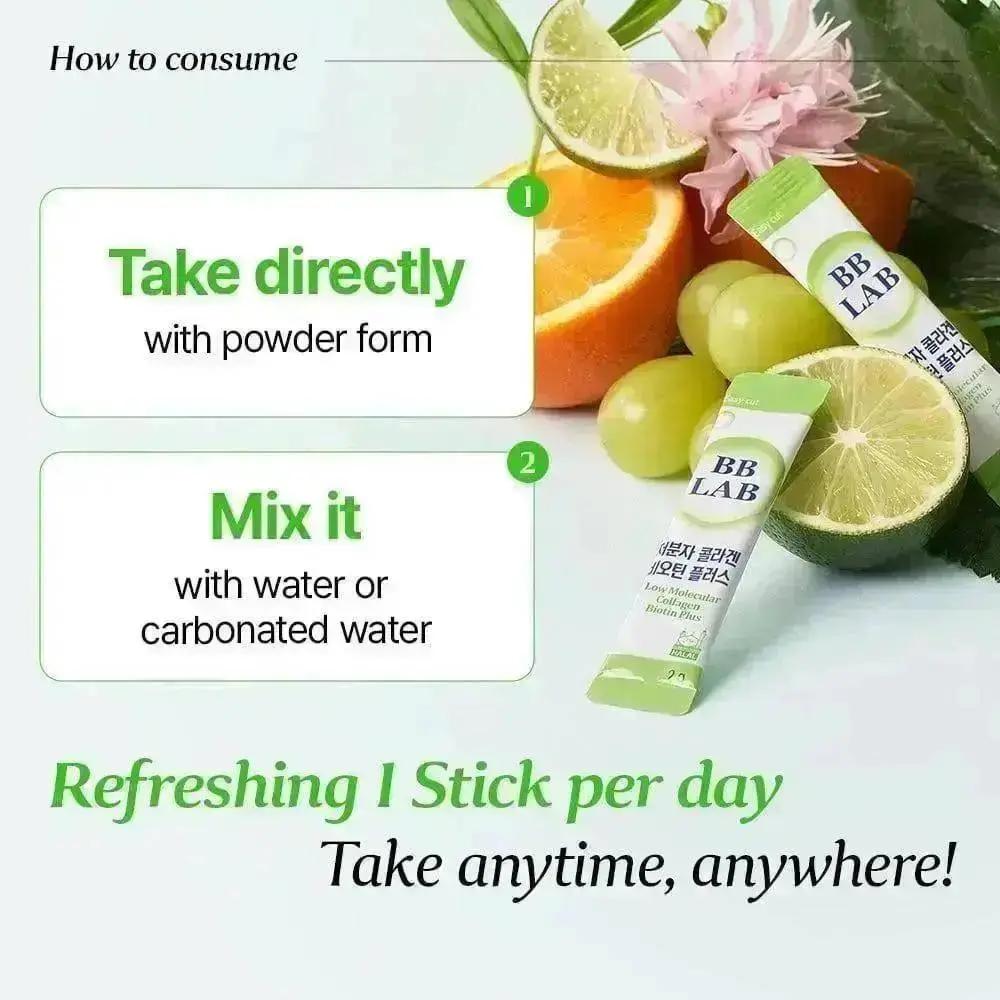 Low-Molecular Collagen Biotin Plus 30 Sticks x 3 Box Bundle