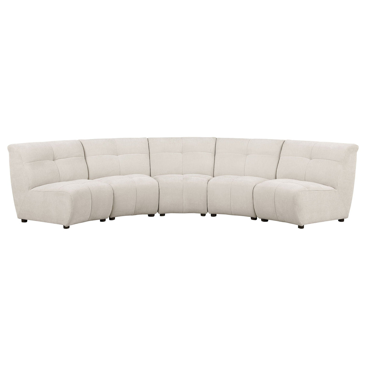 Oliver - 5 Piece Upholstered Sectional Sofa With Curved Silhouette - Ivory