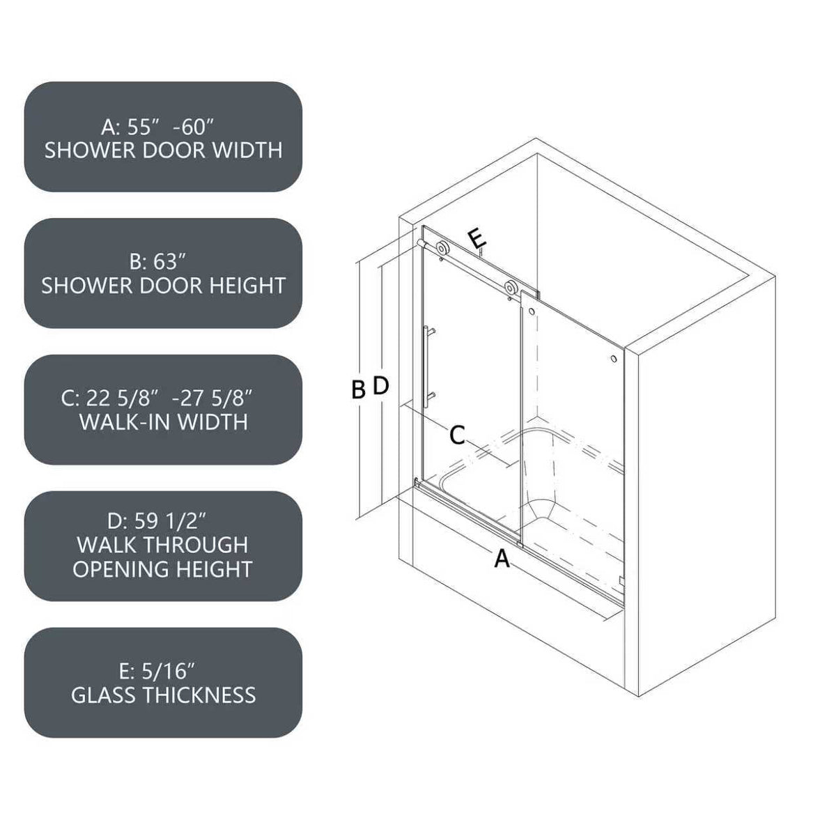 6063 Brushed Nickel Frameless Shower Door