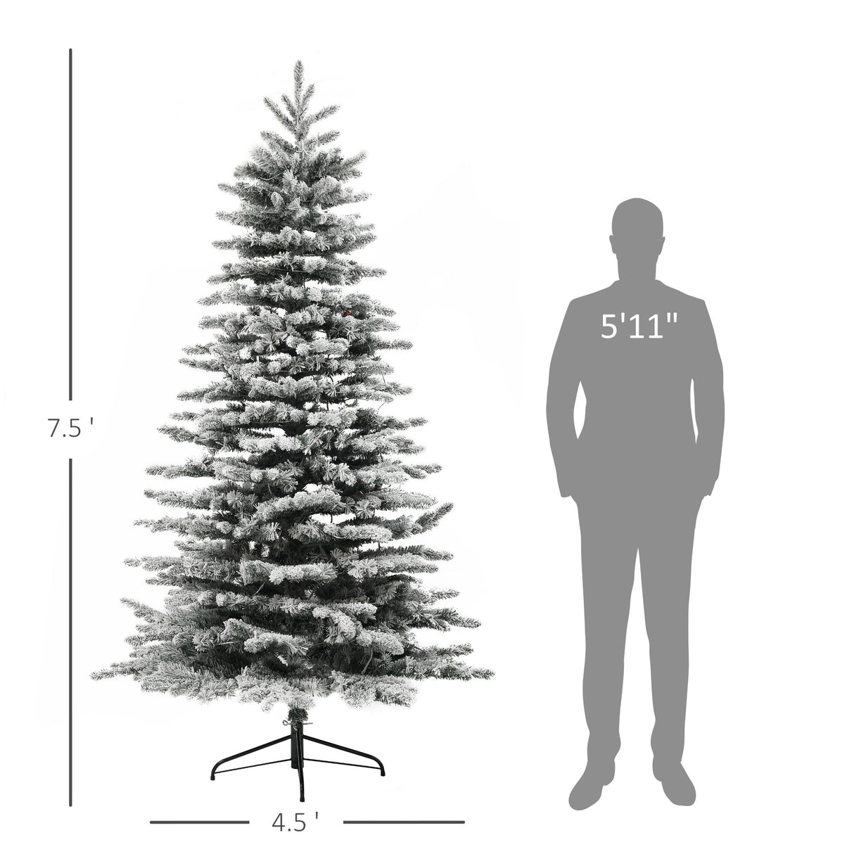 HOMCOM 7.5 ft Pre-Lit Mountain Pine Artificial Christmas Tree
