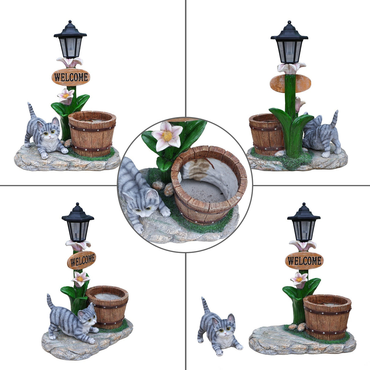 Lying Cat Solar Planter Garden Decor