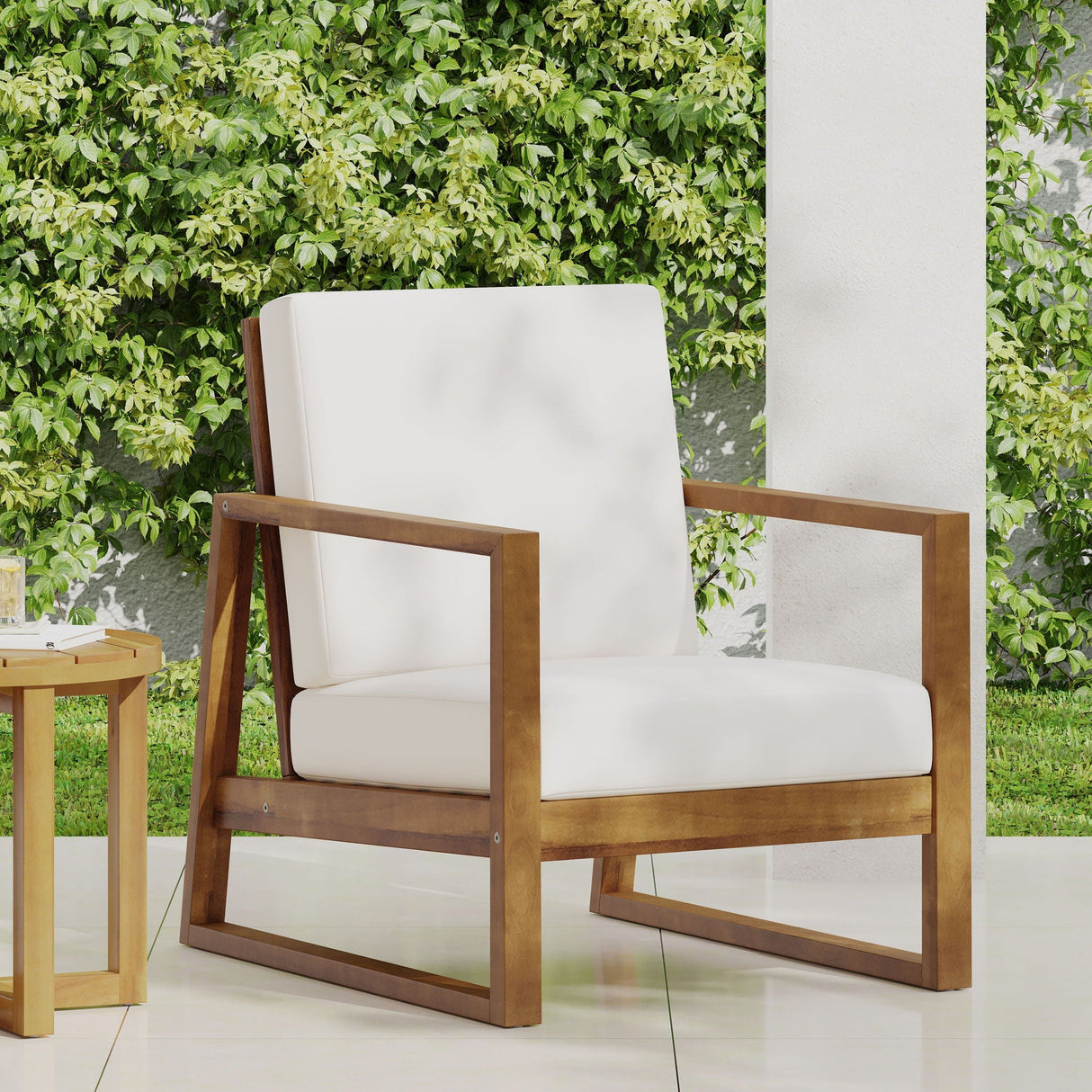 Nexusia Outdoor Acacia Wood Club Chair With Slat Design
