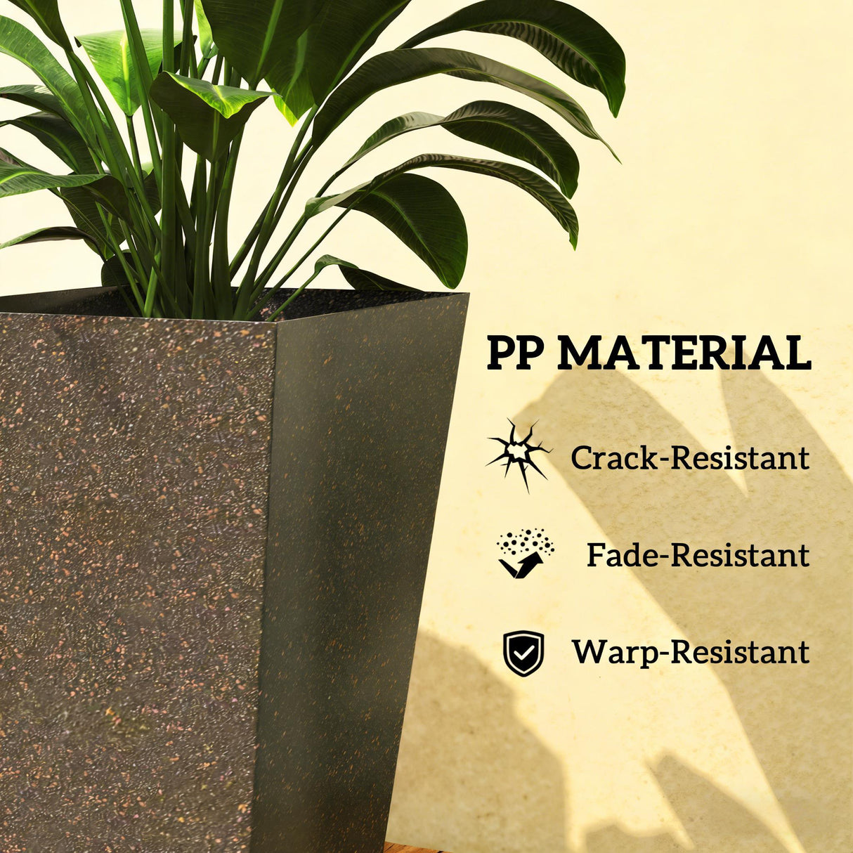 Set of 3 Tall Flower Pots with Marble Look Finish