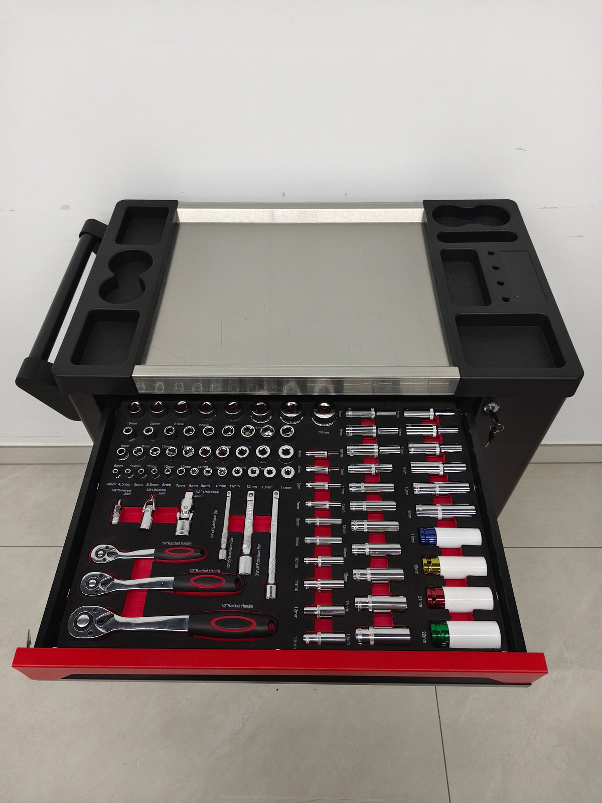 7 Drawer SPCC Rolling Tool Chest with 258-Piece Complete Tool Set