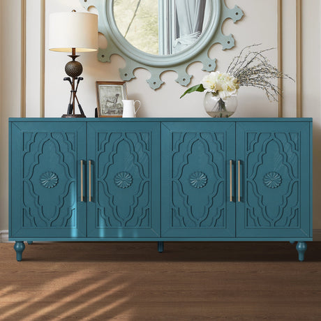 63''-Large-Carved-Flower-Doors-Storage-Cabinet-Buffets-&-Sideboards