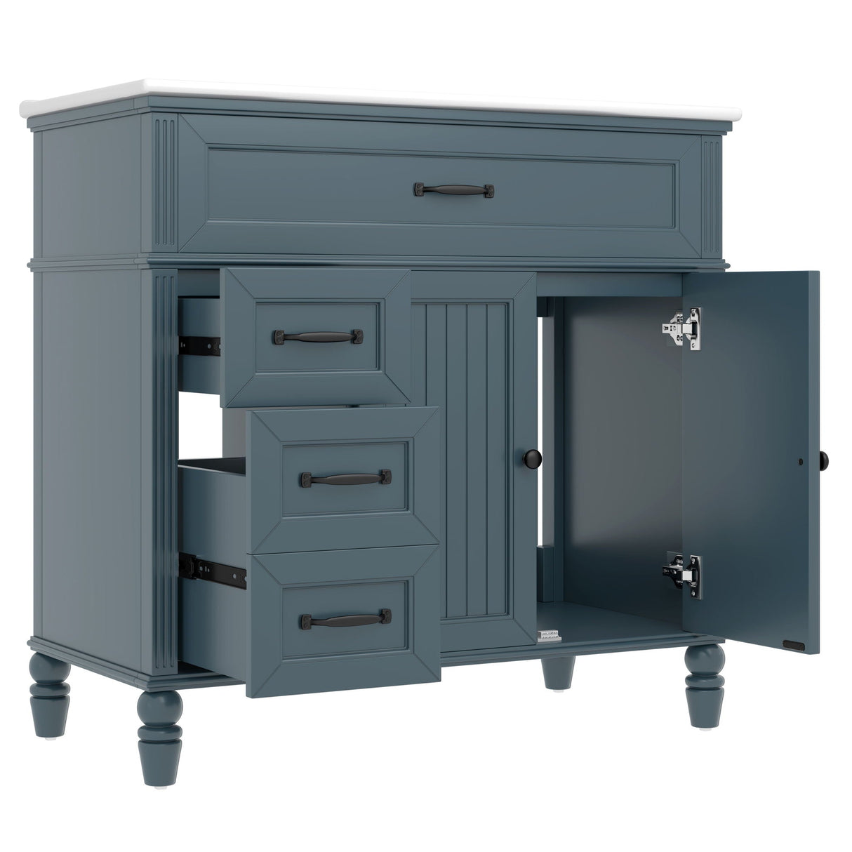 Bathroom Vanity With Sink, 2 Doors 2 Drawers, Freestanding Design