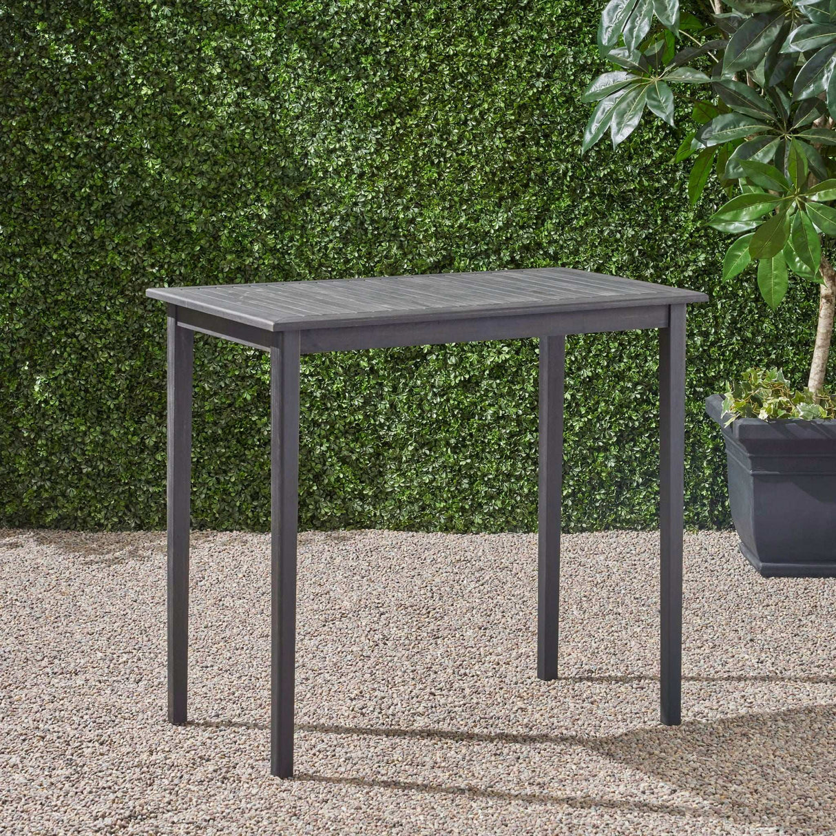 Outdoor Minimalist Acacia Wood Rectangle Bar Table