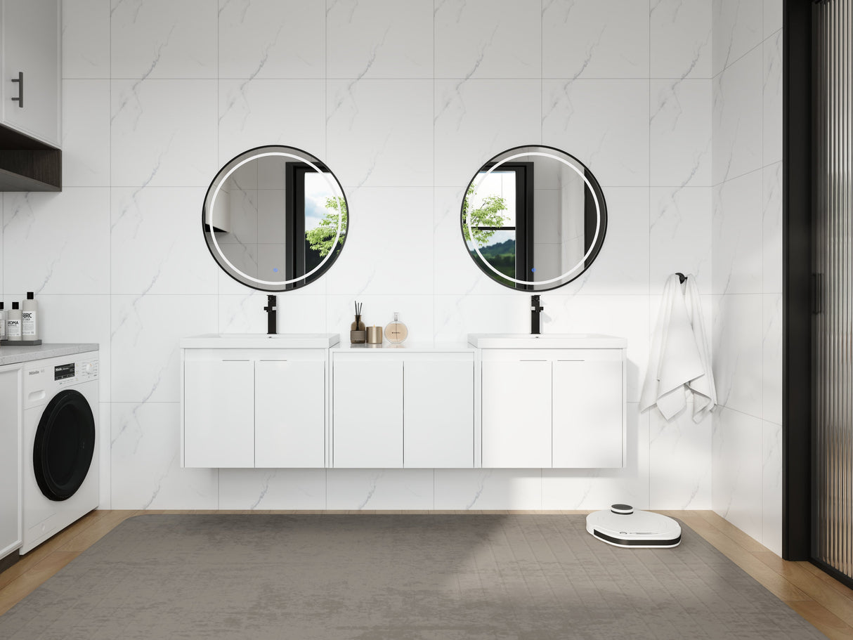 72" Bathroom Vanity With Resin Sink, Soft Close Doors and 1-Side Cabinet