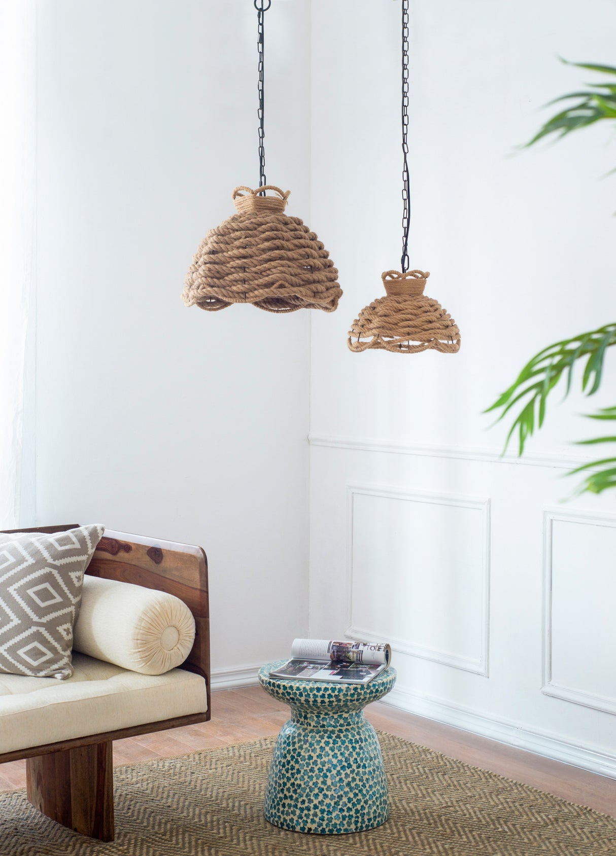 S/2 Rope Woven Chandelier