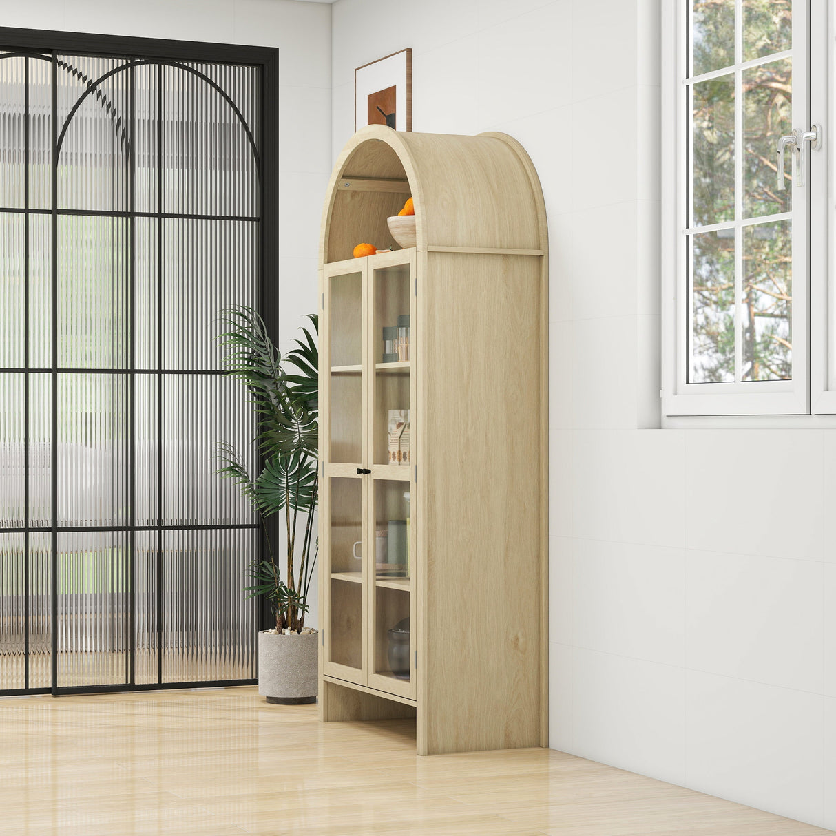 70.28" Tall Arched Kitchen Pantry Cabinet