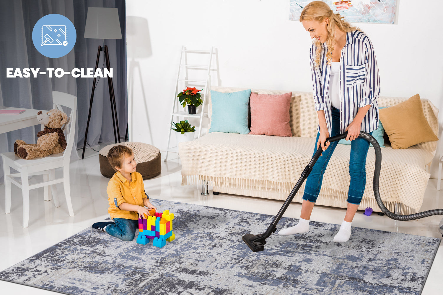 NAAR MARFI Collection Abstract Non-Shedding and Stain Resistant Area Rug