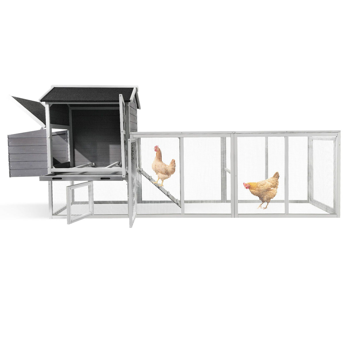Chicken Coop With Run And Nesting Box, Large Outdoor Hen House For Backyard