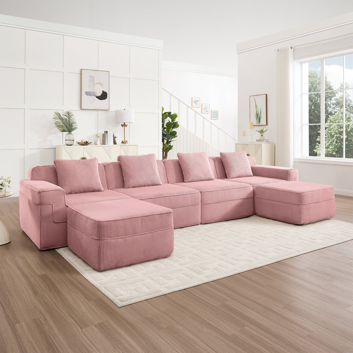 Modular 4 Seat U Shape Sectional Boneless Sofa