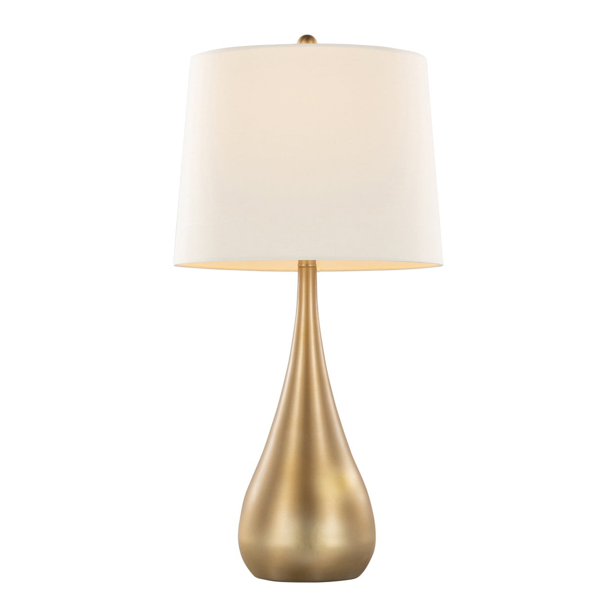Pebble 29" Contemporary Metal Table Lamp Set in Gold with White Linen Shade - Set of 2