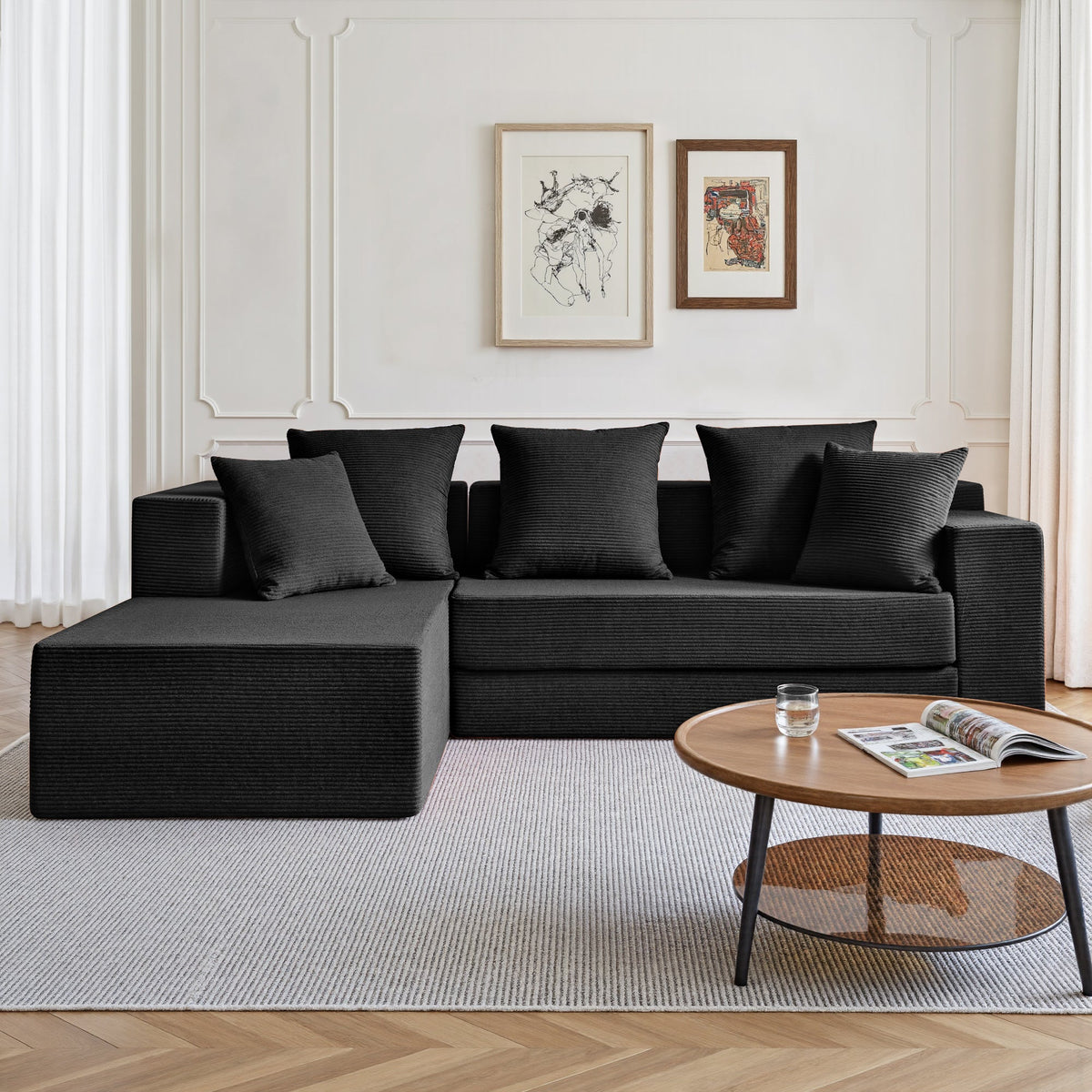 106.5" Convertible L-Shaped Sectional Sofa Bed