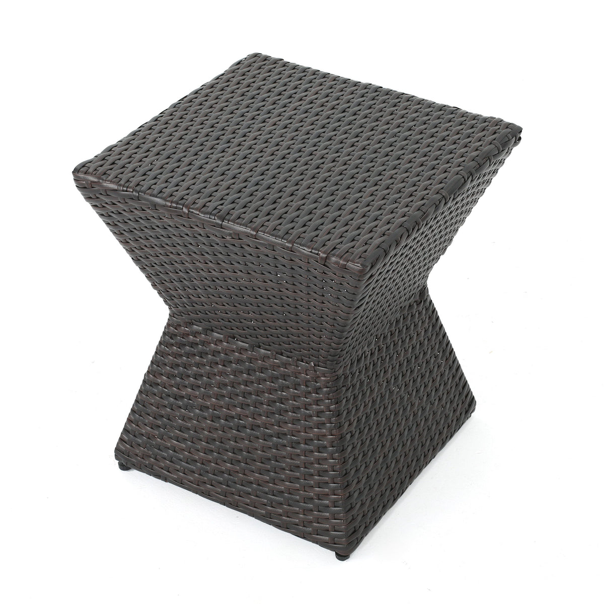 Calhoun 16 Outdoor Wicker End Table with Weather-Resistant Wicker - Brown