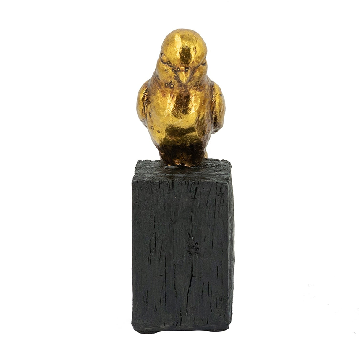 4.5x2.5x7.5' Gold Resin Songbird Sculpture on Black Faux Branch
