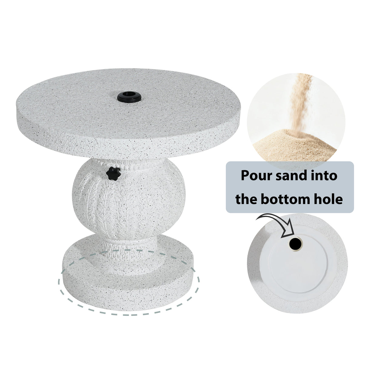 Berra MGO Outdoor Patio Side Table Umbrella Base with Sand-Filling Design