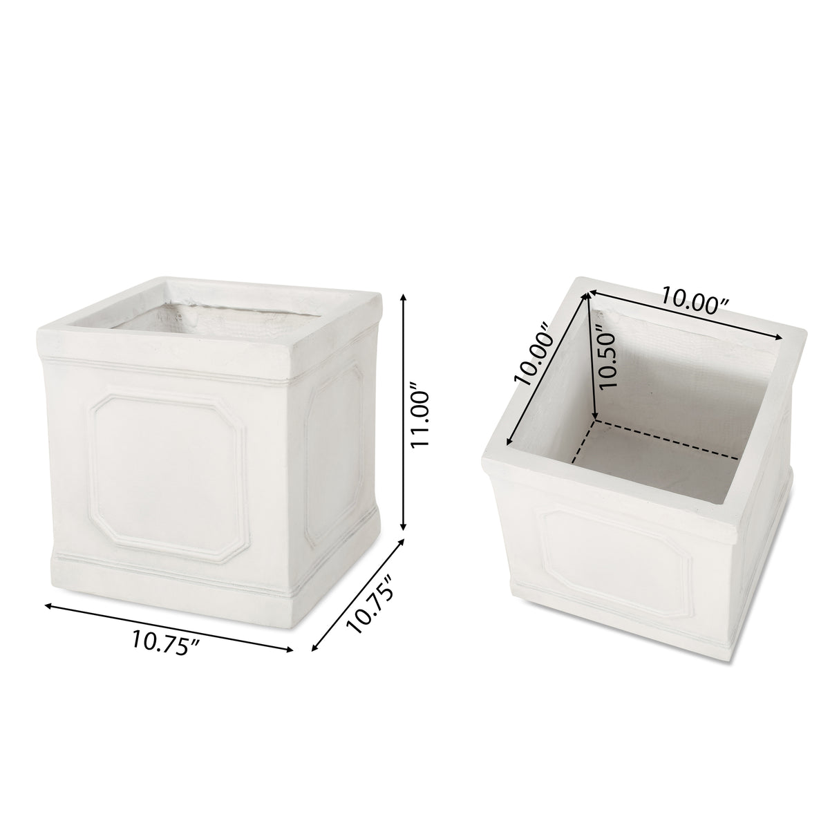 Square outdoor planter- white