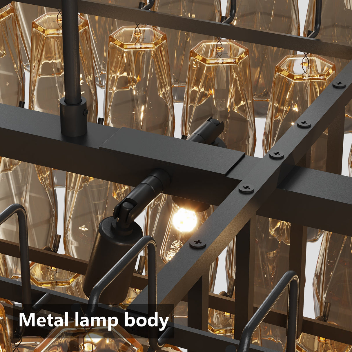 54' Black Rectangular Chandeliers for Dining Room, 12-Light 4 Tiered Large Smoke Glass Chandelier, Modern Kitchen Island Farmhouse Hanging Light Fixture for Living Room Foyer(Bulb not included)