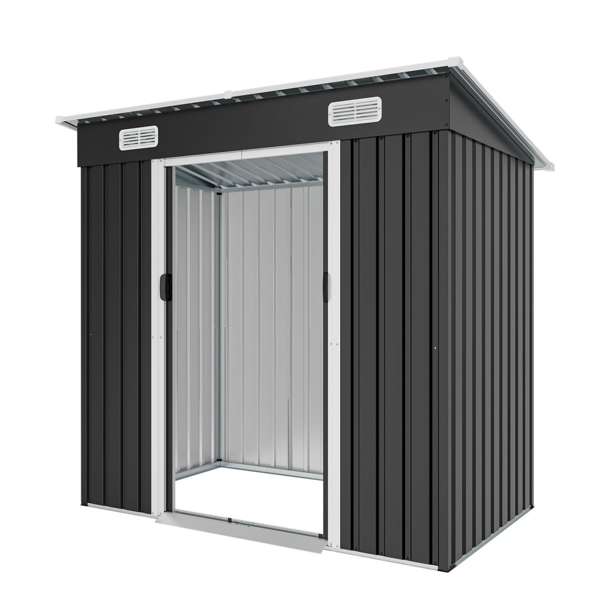 6x4ft Metal Shed with Sliding Door and Ventilation Vents