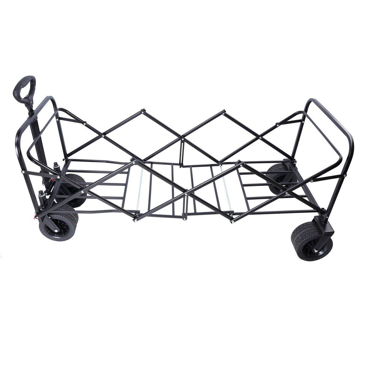 Big Large Capacity Folding Wagon Cart with Extender (Black + Orange)