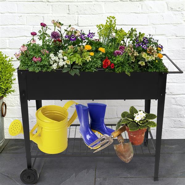 Mobile Metal Raised Garden Bed Cart with Legs