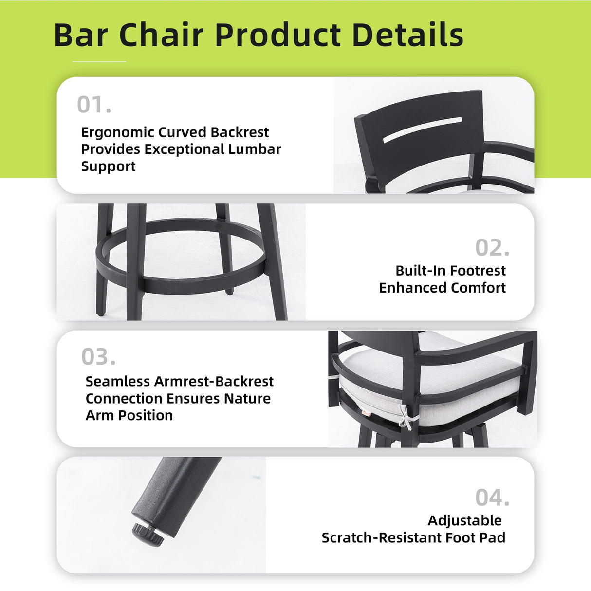 Modern Outdoor Swivel Bar Chairs Set of 2