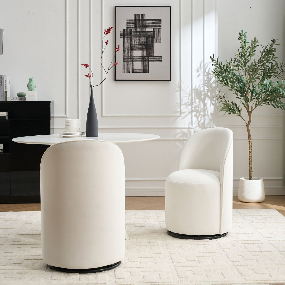 360 Degree Swivel Armless Dining Barrel Chair with Stain-Resistant Upholstery - Multiple Colors
