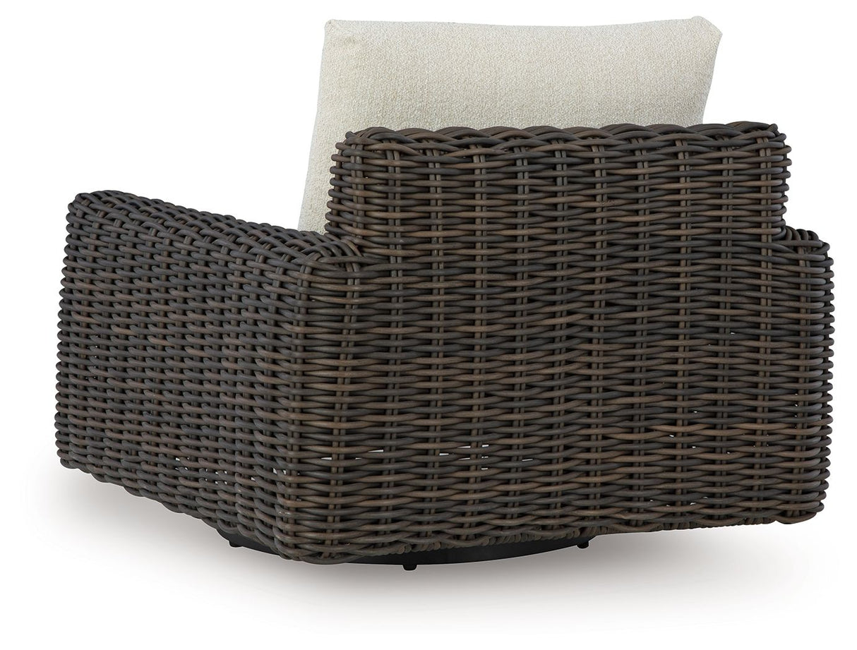 Kimora - Swivel Glider Lounge With Cushion - Beige / Dark Brown