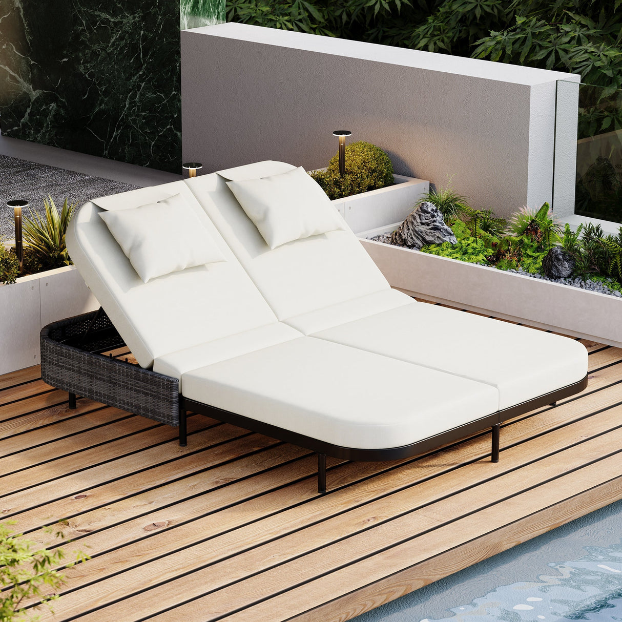 TREXM Outdoor Daybed with Adjustable Backrest