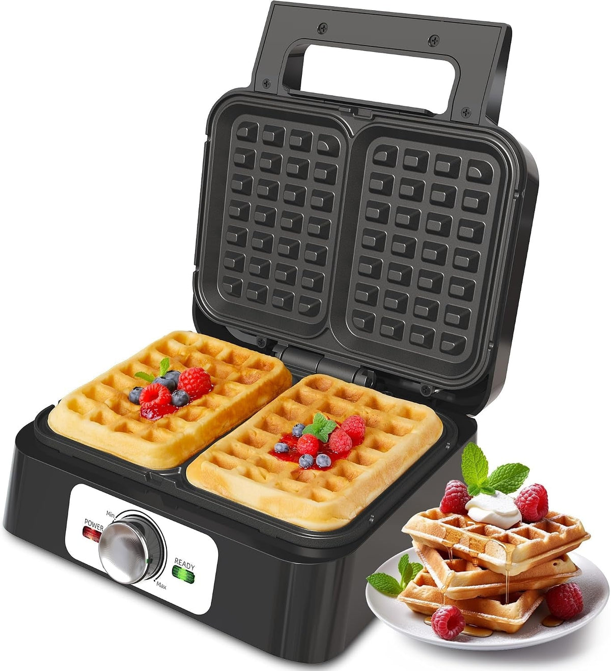 Belgian Waffle Iron - 2 Slices, Electric Waffle Maker
