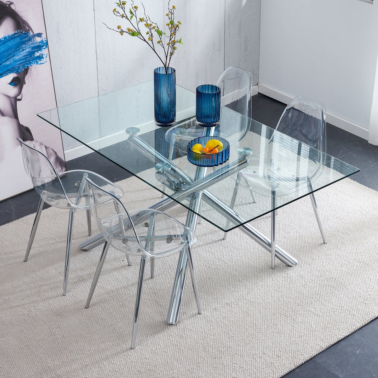 Modern Minimalist Transparent Dining Chair - 6-Piece Set