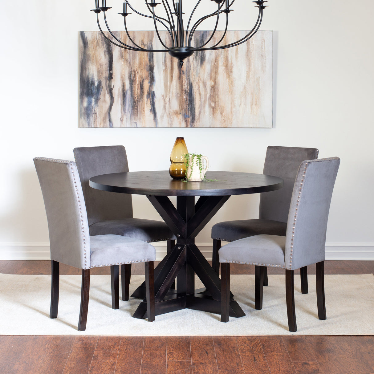 Enbridge 5-piece Dining Set Cross-Buck Dining Table with 4 Stylish Chairs
