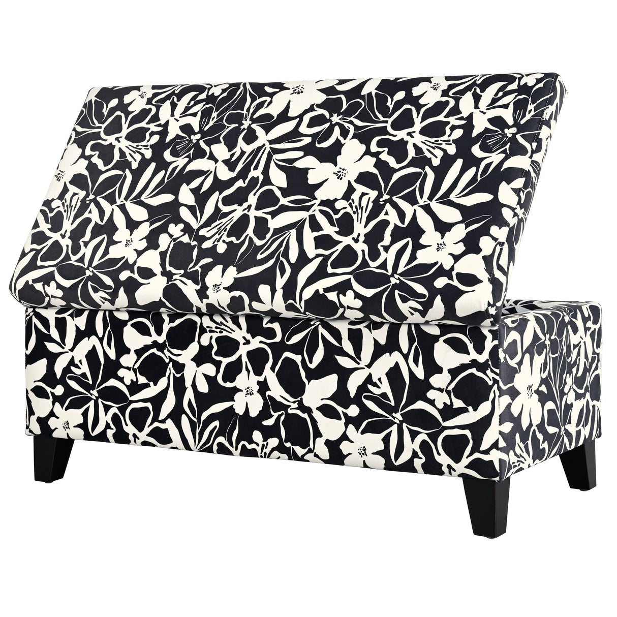 Luxury Storage Ottoman with Floral Patterned Fabric