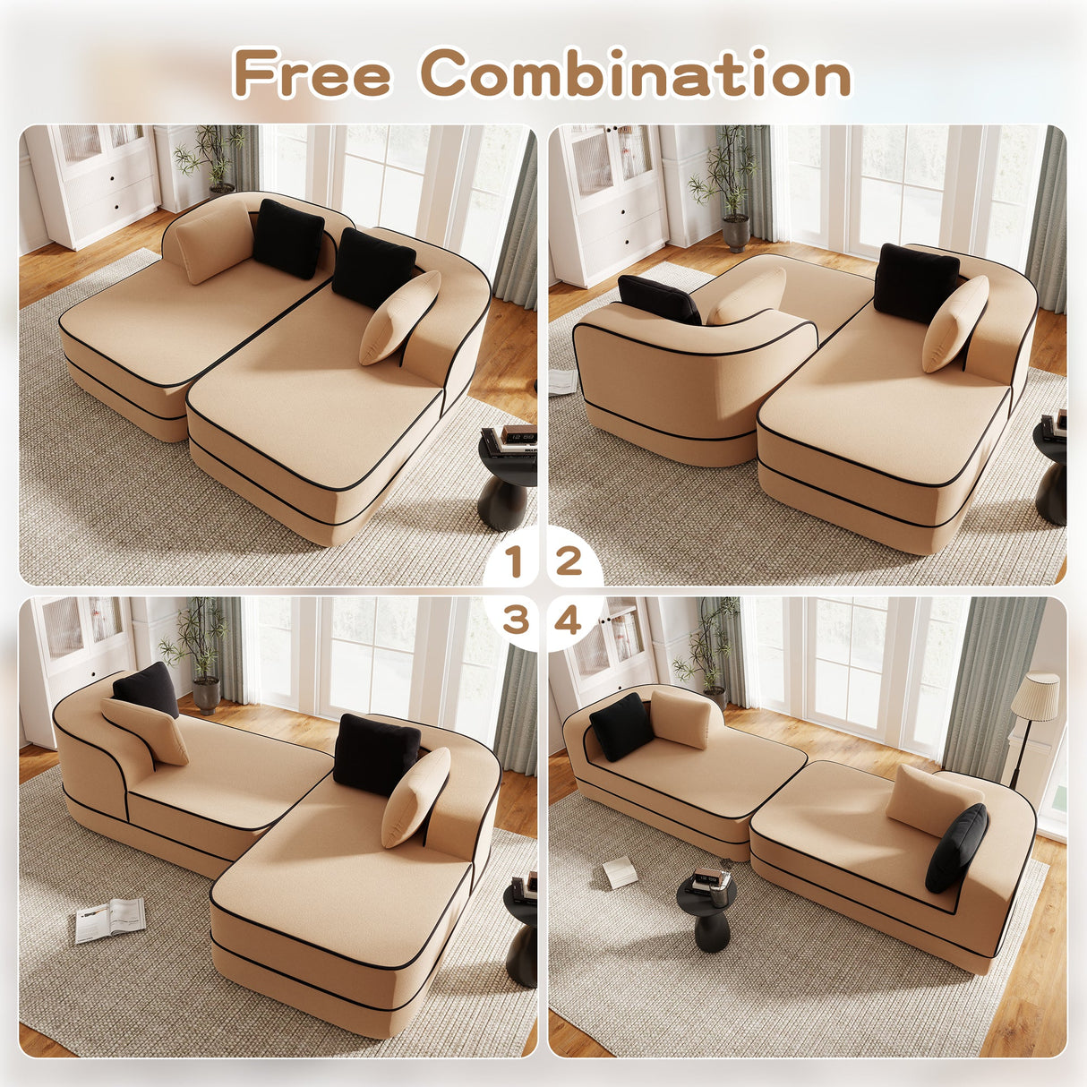 77.2" Teddy Fabric No Assembly Sofa in Camel