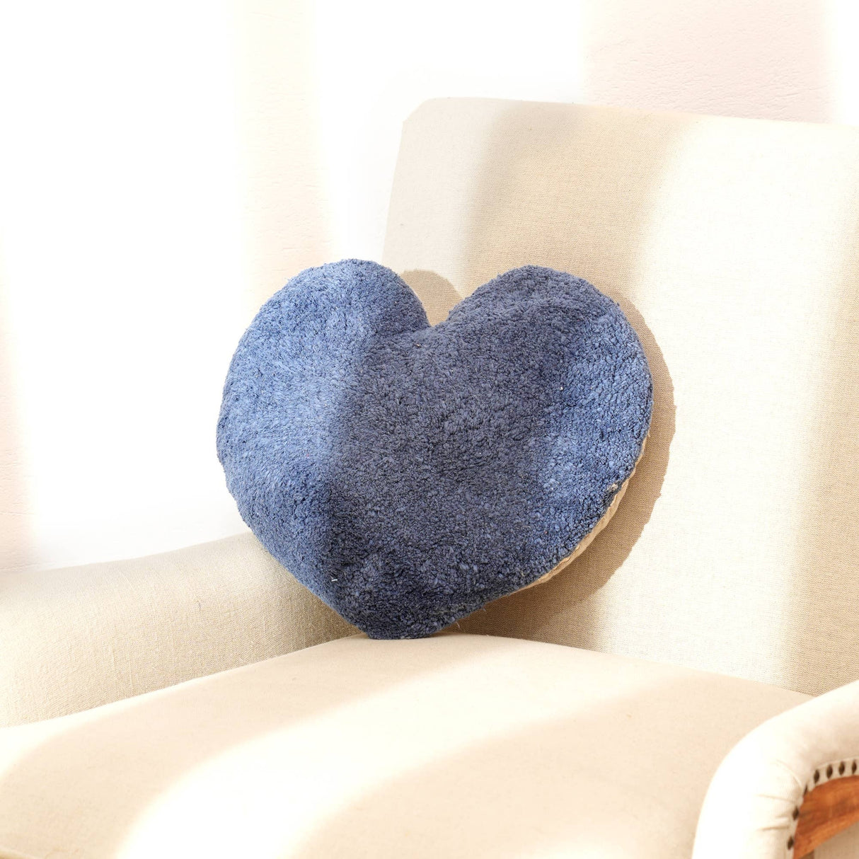 Decorative-Heart-Shape-Blue-Tufted-Cotton-Pillow-16X14'-Throw-Pillows