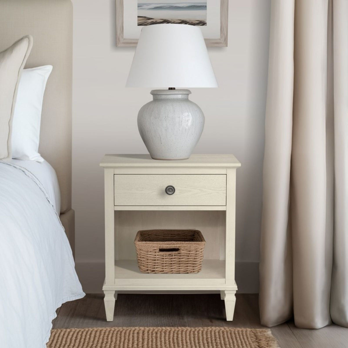 Victoria Nightstand with Open Storage - French Design - Multiple Colors