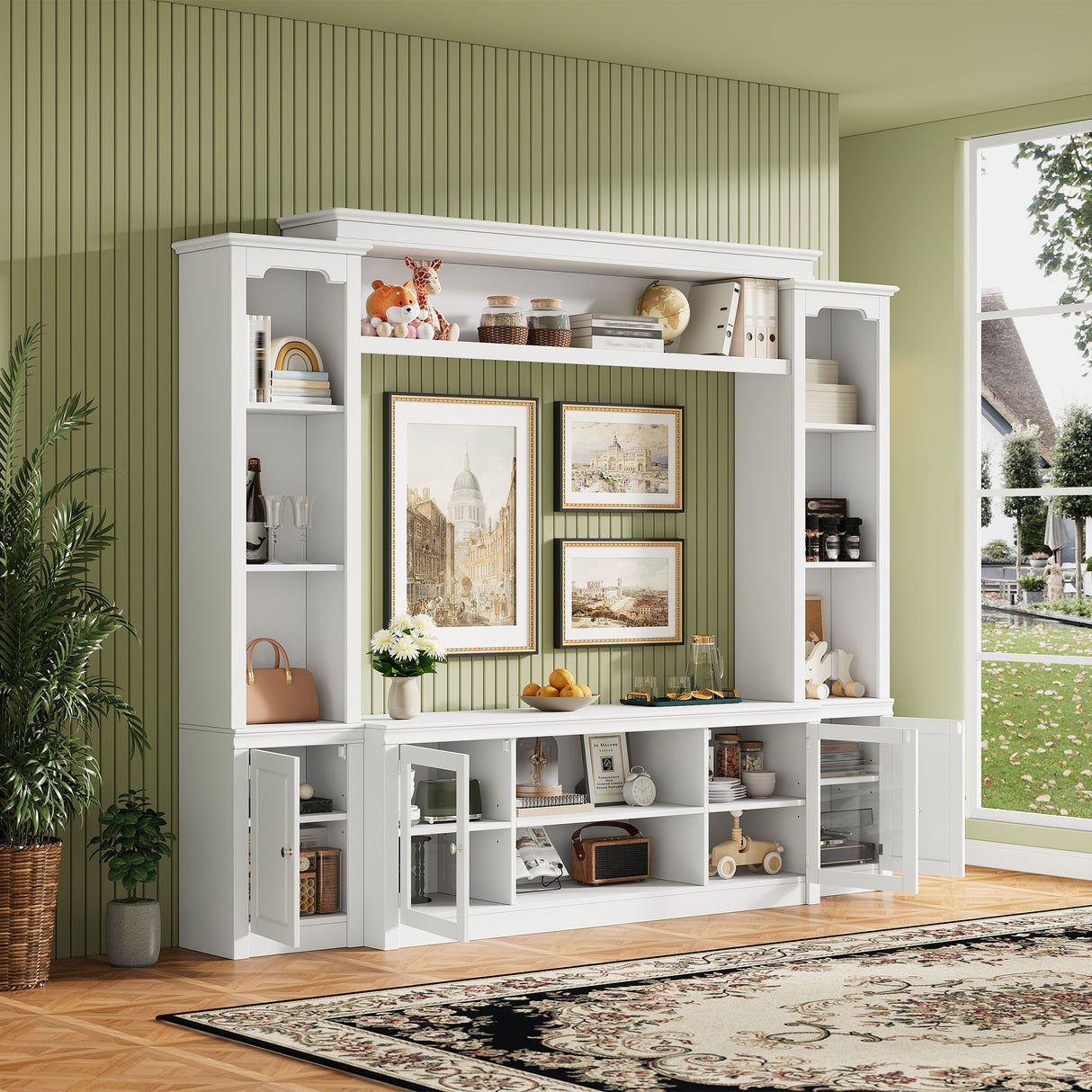 All-In-One TV Stand With Bookcase For TVs Up To 65"