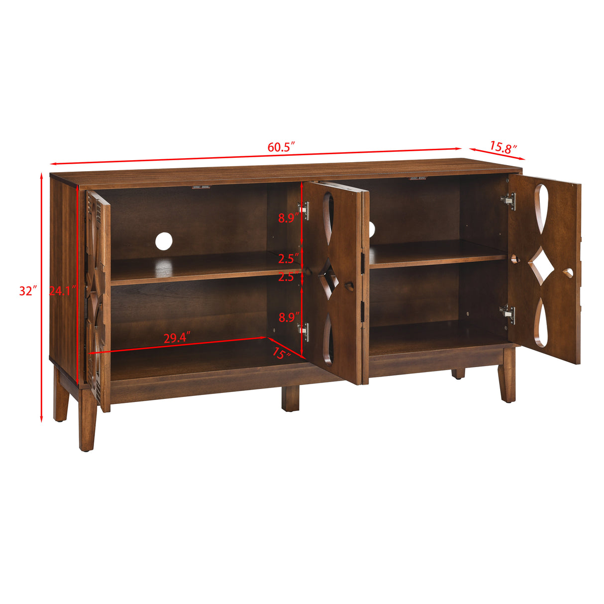 Sideboard with 4 Doors and Adjustable Shelves
