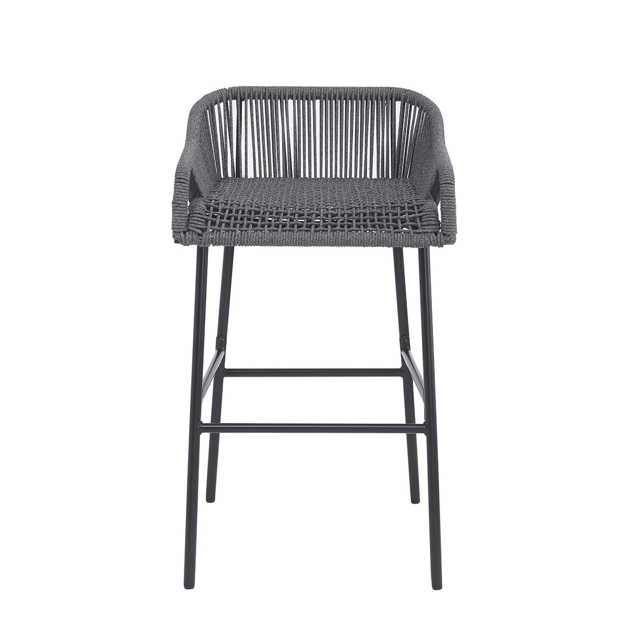 La Push Outdoor Patio Dark Gray Rope Barstool (Set of 2)